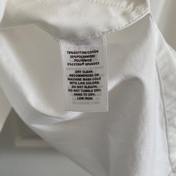 Lafayette 148 New York - White 3/4 Sleeve Button-Down Shirt Tunic Blouse - Picture 10 of 10